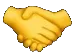 A stylized golden handshake icon representing agreement, partnership, or trust.